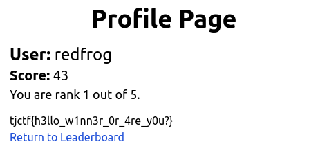 User page with flag displayed