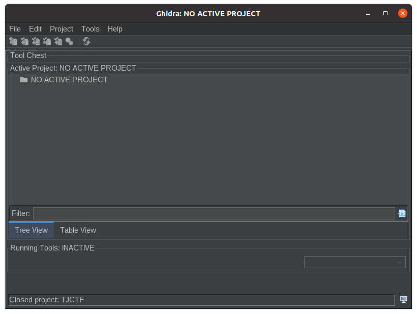 Ghidra project window