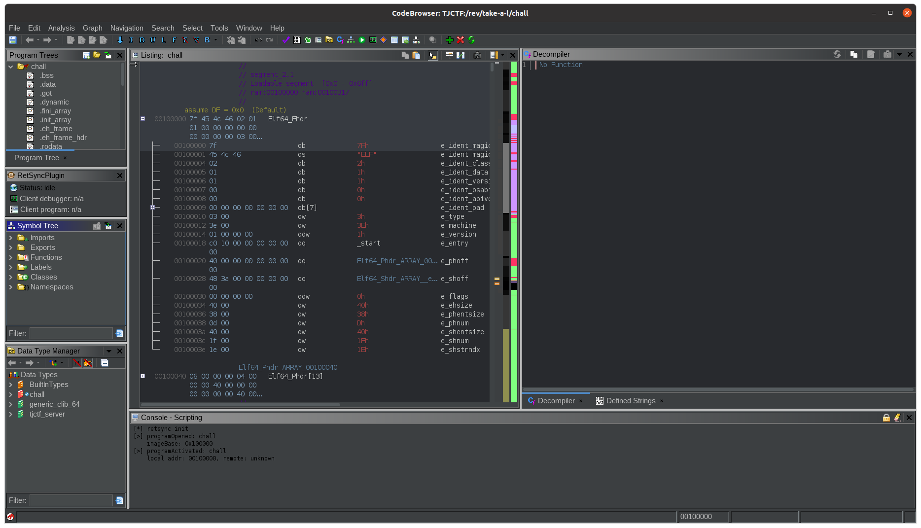 Ghidra CodeBrowser tool